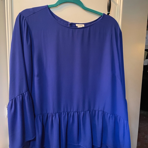 Dressy JCREW blouse. Bell sleeves. Cobalt blue - Picture 4 of 4